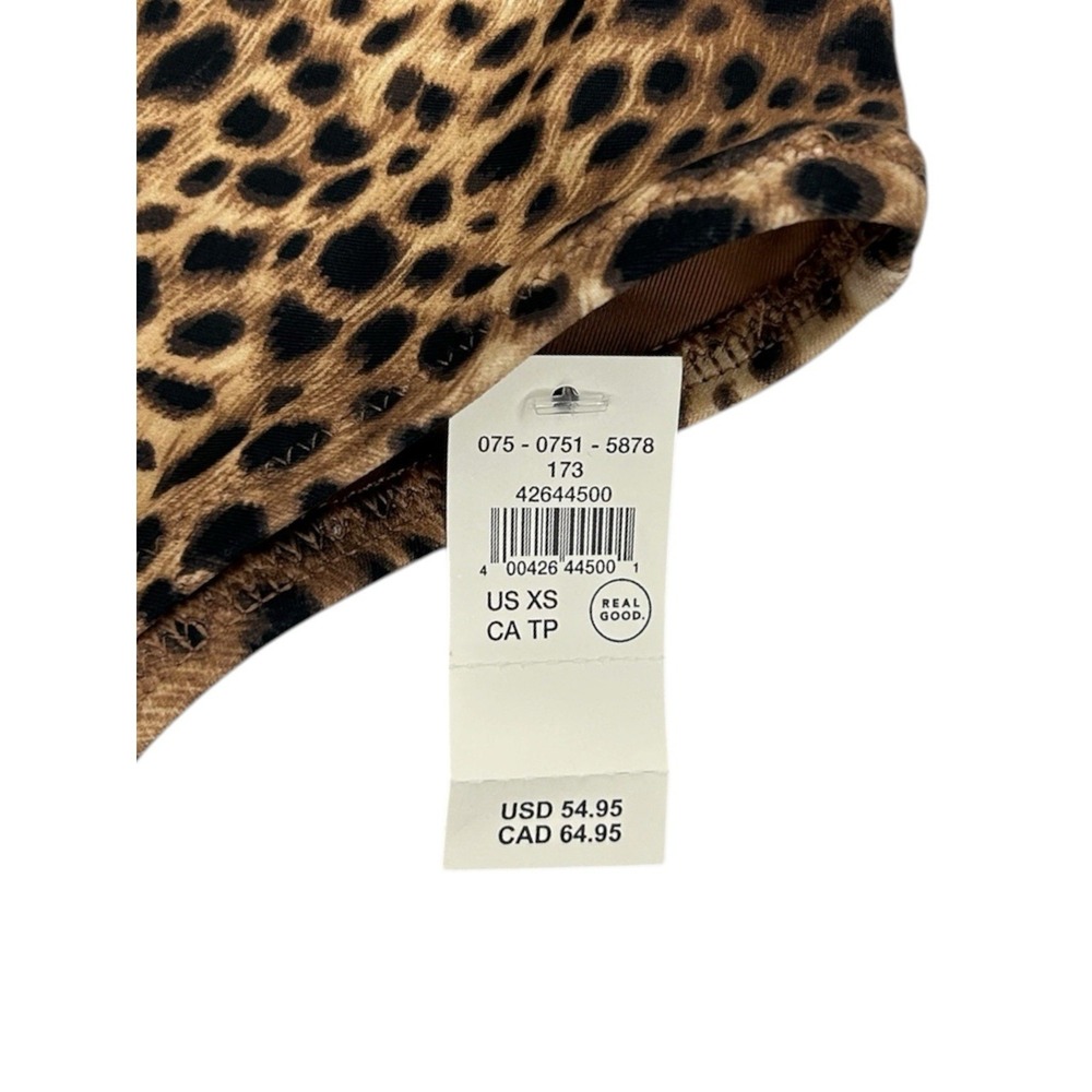 Aerie Real Good One Piece Swimsuit XS Leopard Print Cheeky V-Neck Plunge NWT - Picture 3 of 5